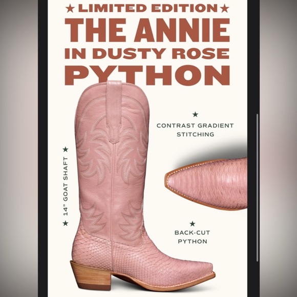 Tecovas Annie Dusty Rose Python Boots 6.5 - Picture 9 of 9